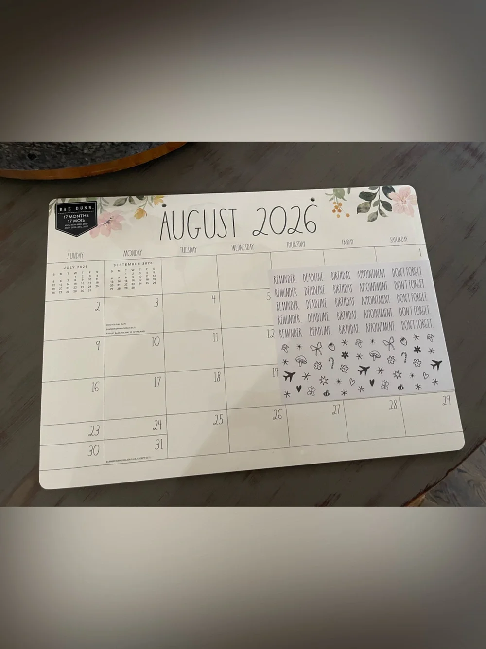 RAE DUNN 17 month desk calendar floral design  - August 2026-December 2027 NEW!